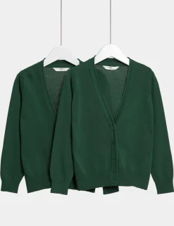 2 Pack Girls' Pure Cotton School Cardigan (3-18 Yrs)