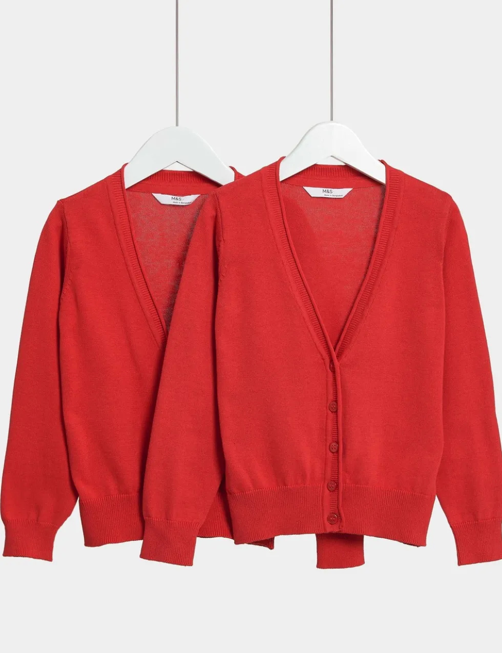 2 Pack Girls' Pure Cotton School Cardigan (3-18 Yrs)