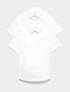 2 Pack Girls' Regular Fit Cotton School Shirts (2-18 Yrs)