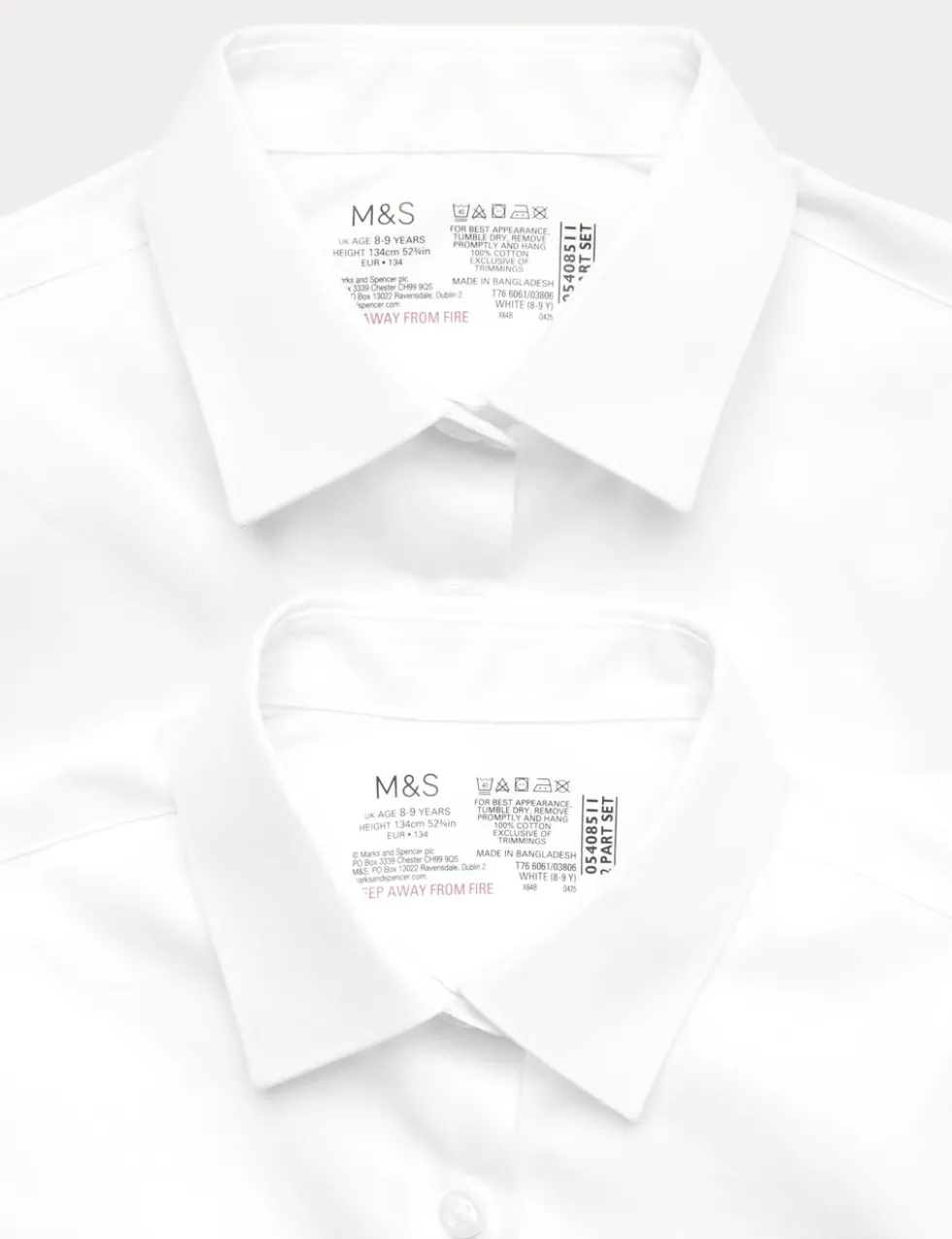 2 Pack Girls' Regular Fit Cotton School Shirts (2-18 Yrs)