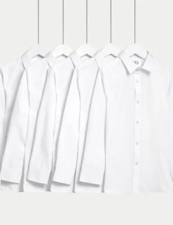 5 Pack Girls' Regular Fit Easy to Iron Shirts (2-18 Yrs)