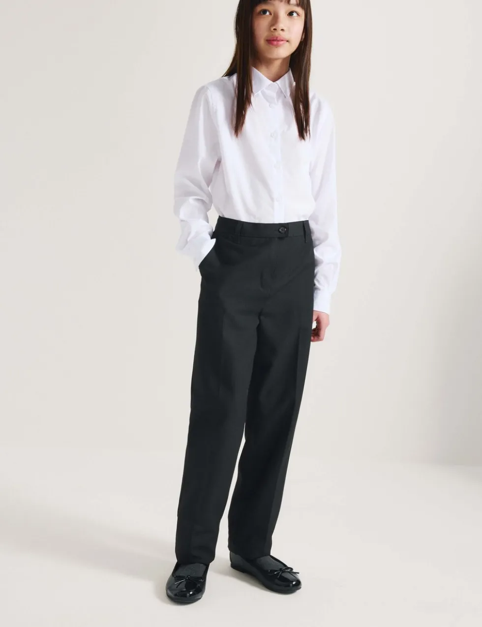 2 Pack Girls Regular Leg Trousers (2-18 Yrs)