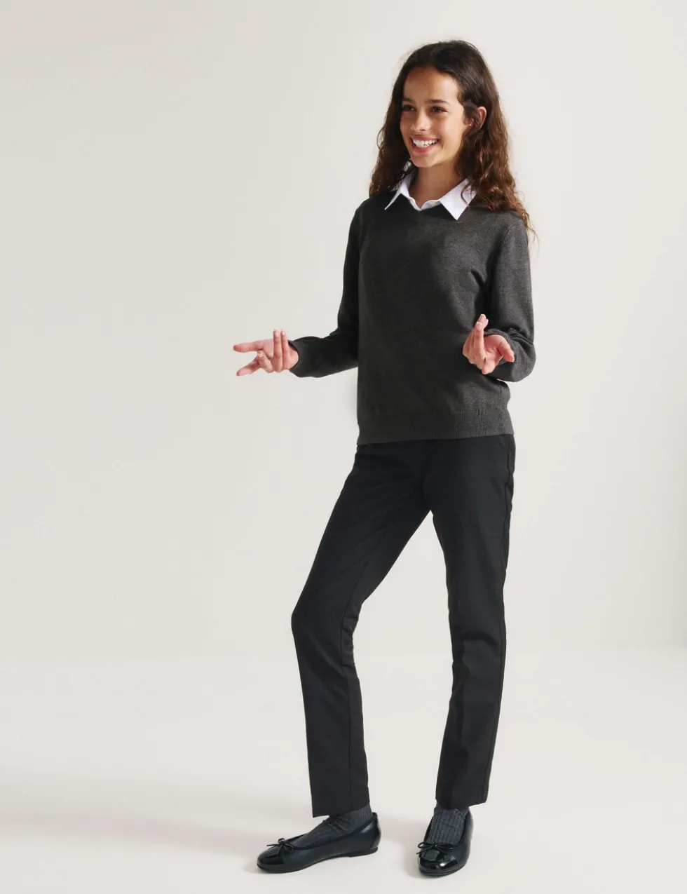 2 Pack Girls' Skinny Leg School Trousers (2-18 Yrs)