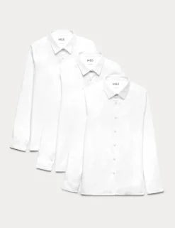 3 Pack Girls' Slim Fit Easy Iron School Shirts (2-16 Yrs)