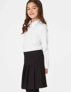 3 Pack Girls' Slim Fit Easy Iron School Shirts (2-16 Yrs)