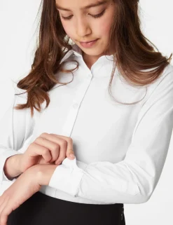 3 Pack Girls' Slim Fit Easy Iron School Shirts (2-16 Yrs)