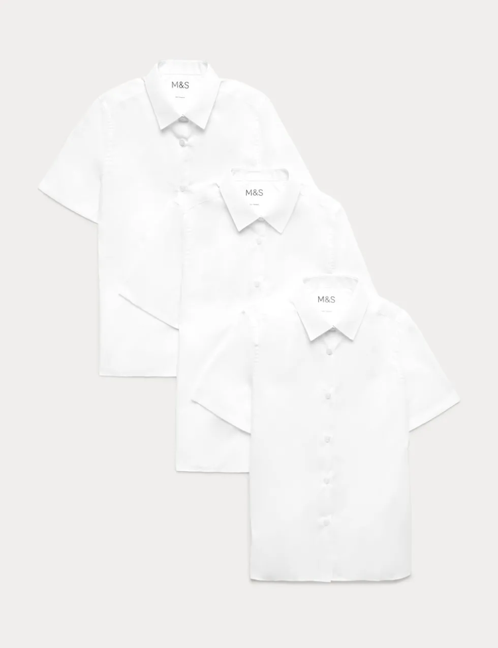 3 Pack Girls' Slim Fit Easy Iron School Shirts (2-16 Yrs)