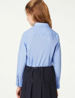 3 Pack Girls' Slim Fit Easy Iron School Shirts (2-16 Yrs)
