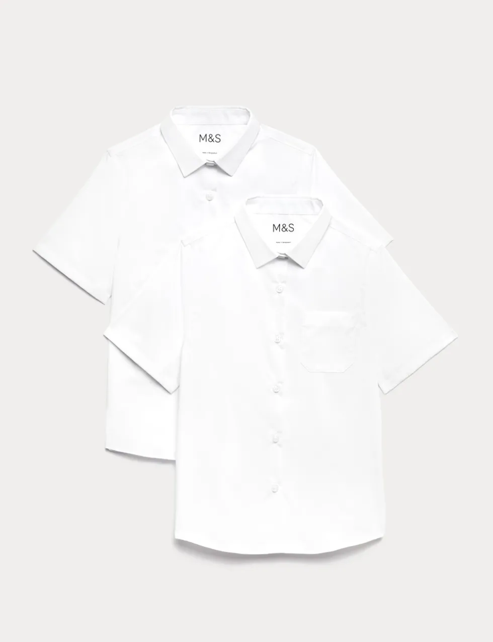 2 Pack Girls' Slim Fit Non-Iron School Shirts (2-18 Yrs)
