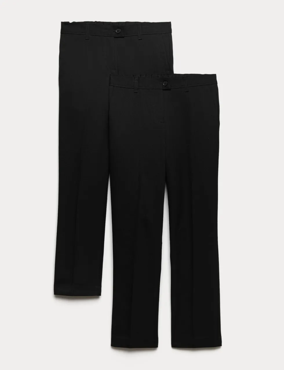 2 Pack Girls' Slim Leg School Trousers (2-18 Yrs)