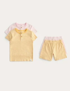 2 Pack Henley Ribbed Short Pyjamas (9 Mths-8 Yrs)