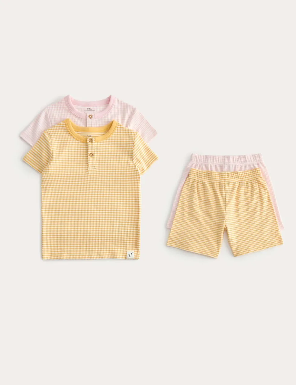 2 Pack Henley Ribbed Short Pyjamas (9 Mths-8 Yrs)