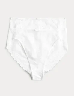 2 Pack Ida Lace High Waisted High Leg Knickers