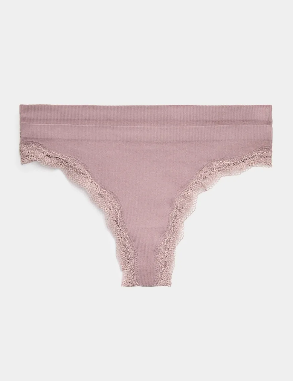 2 Pack Jasmine Lace Trim Seamless Thongs