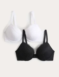 2 Pack Jasmine Lace Wired Plunge Bras (A-E)
