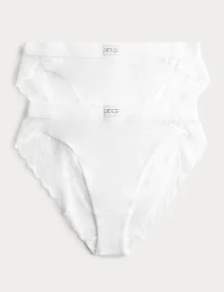 2 Pack Juni Cotton Rib High Waisted High Leg Knickers