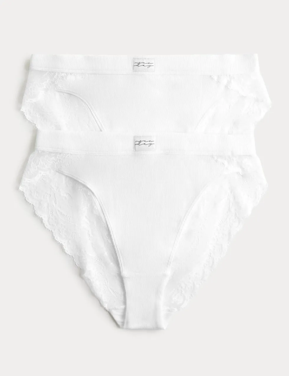 2 Pack Juni Cotton Rib High Waisted High Leg Knickers