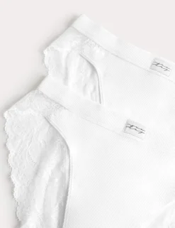 2 Pack Juni Cotton Rib High Waisted High Leg Knickers