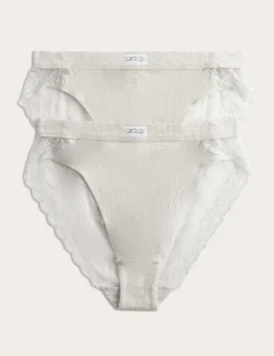 2 Pack Juni Cotton Rib High Waisted High Leg Knickers