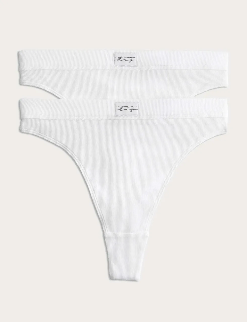 2 Pack Juni Cotton Rib High Waisted Thongs