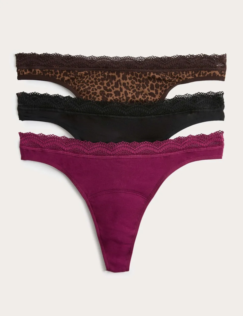 3 Pack LightAbsorbency Period Thongs
