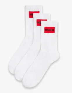 3 Pack Logo Label Cotton Rich Ribbed Socks
