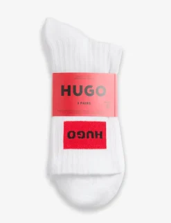 3 Pack Logo Label Cotton Rich Ribbed Socks