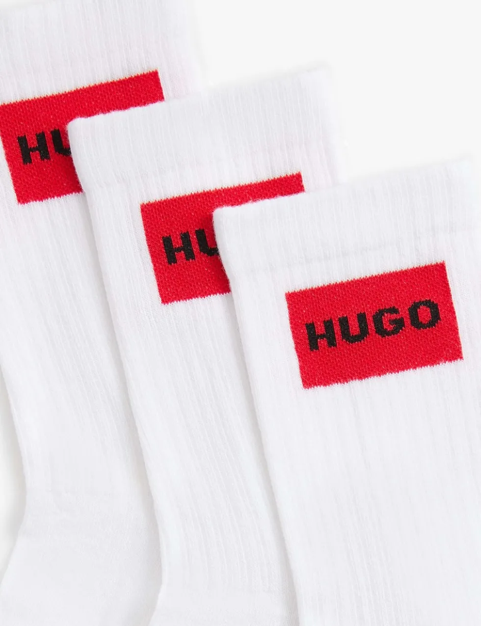 3 Pack Logo Label Cotton Rich Ribbed Socks