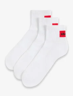 3 Pack Logo Label Cotton Rich Ribbed Socks
