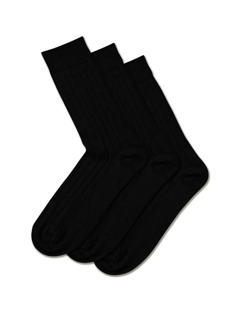 3 Pack Merino Wool Rich Ribbed Socks