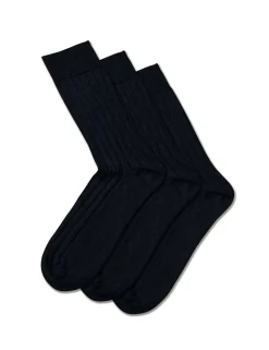 3 Pack Merino Wool Rich Ribbed Socks