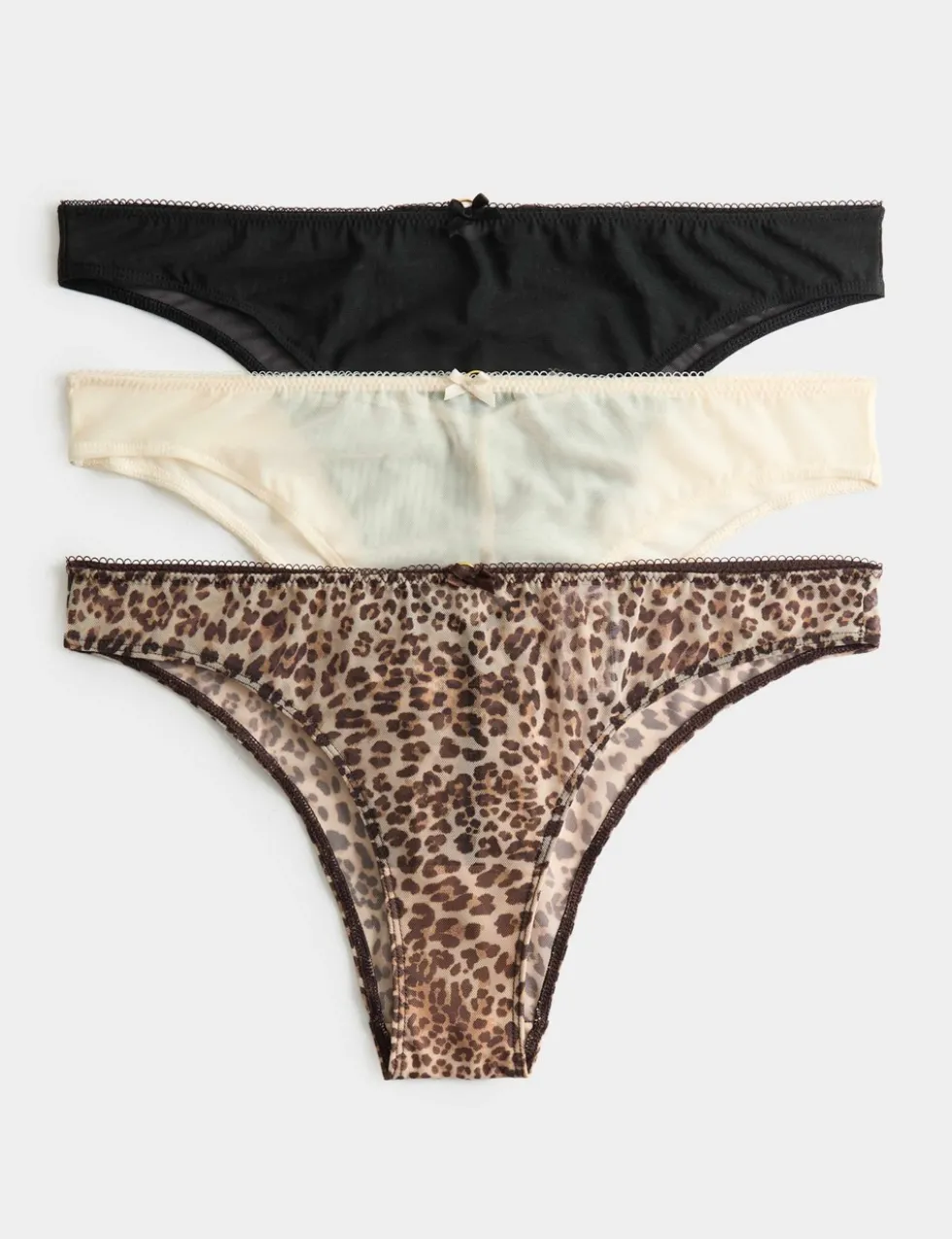3 Pack Mesh Brazilian Knickers