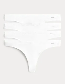 4 Pack Modal with Silk & Lace Thongs