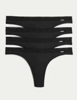 4 Pack Modal with Silk & Lace Thongs