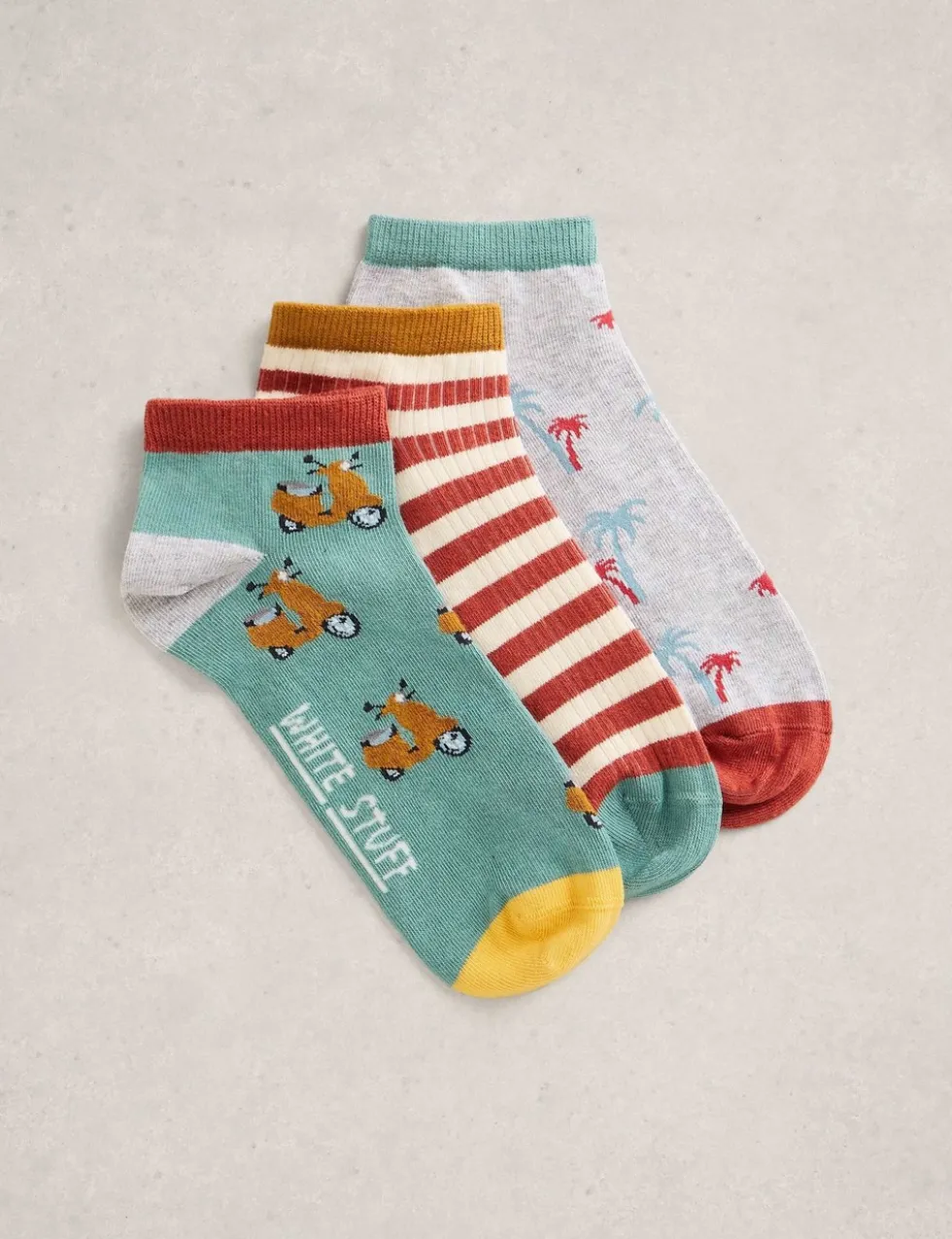 3 Pack Novelty Cotton Rich Trainer Socks