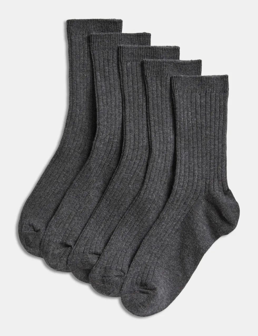 5 Pack of Ribbed School Socks