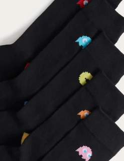 5 Pack Pac-Manâ„¢ Cotton Rich Socks