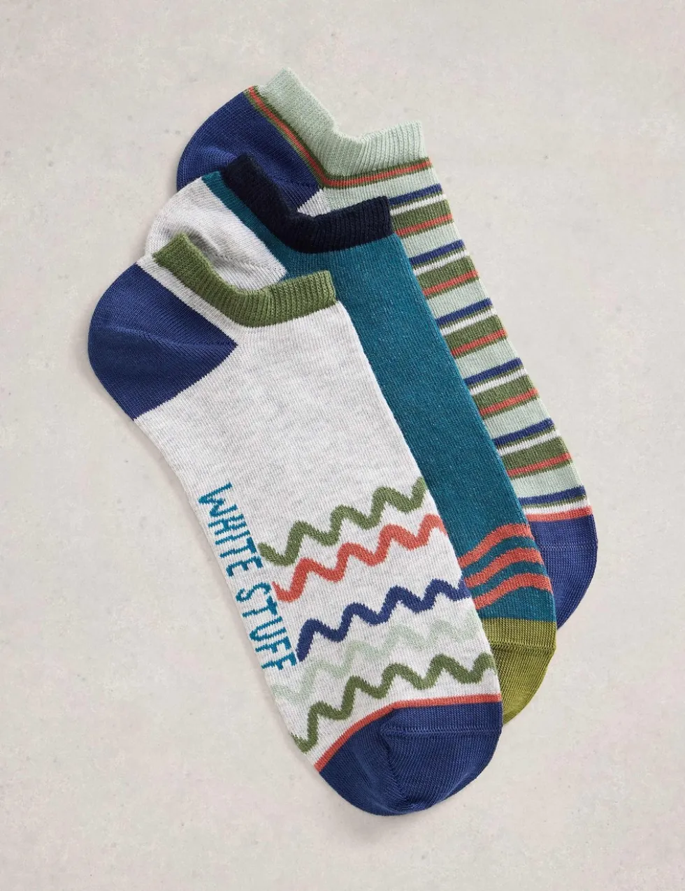 3 Pack Patterned Cotton Rich Trainer Socks