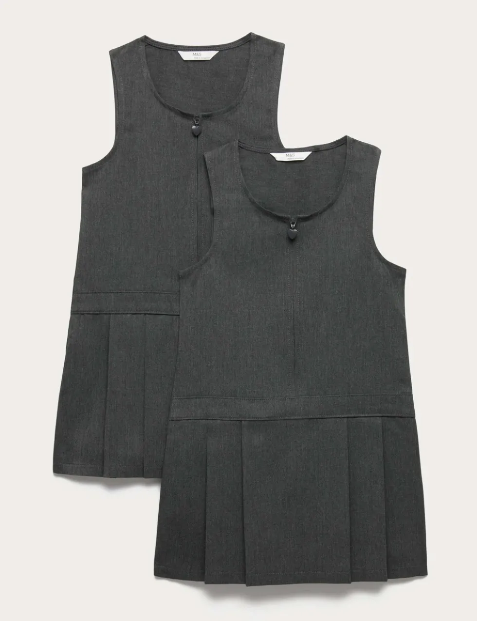 2 Pack Pleated Pinafore School Dresses (2-12 Yrs)