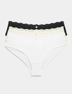 3 Pack Pointelle Brazilian Knickers