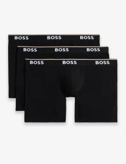 3 Pack Power Cotton Rich Logo Long Boxer Briefs