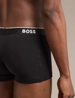 3 Pack Power Cotton Rich Logo Waistband Trunks