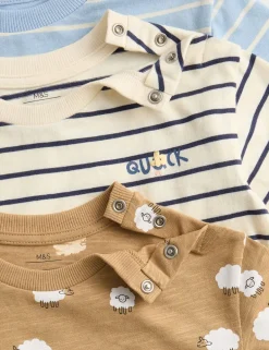 3 Pack Pure Cotton Animal & Stripe Tops (0-3 Yrs)