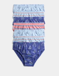 7 Pack Pure Cotton Boats & Striped Briefs (18 Mths-14 Yrs)