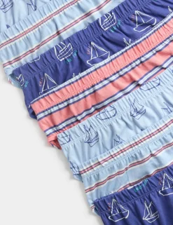 7 Pack Pure Cotton Boats & Striped Briefs (18 Mths-14 Yrs)