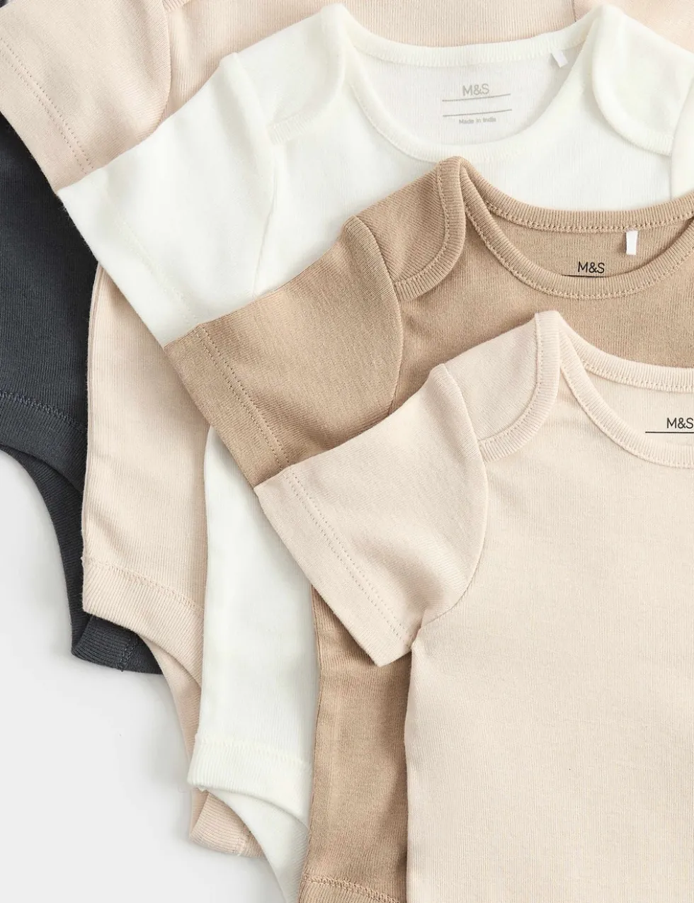 5 Pack Pure Cotton Bodysuits (7lbs-3 Yrs)