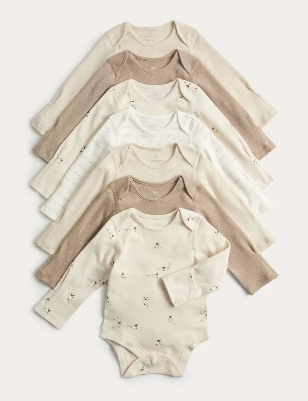 7 Pack Pure Cotton Bodysuits (5lbs-3 Yrs)