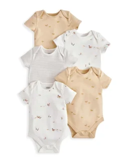 5 Pack Pure Cotton Bodysuits (0-24 Months)