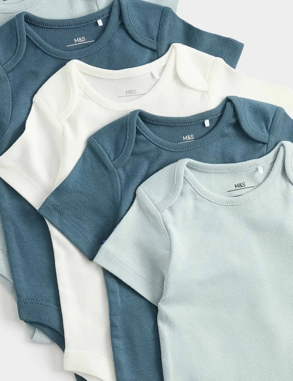 5 Pack Pure Cotton Bodysuits (7lbs-3 Yrs)