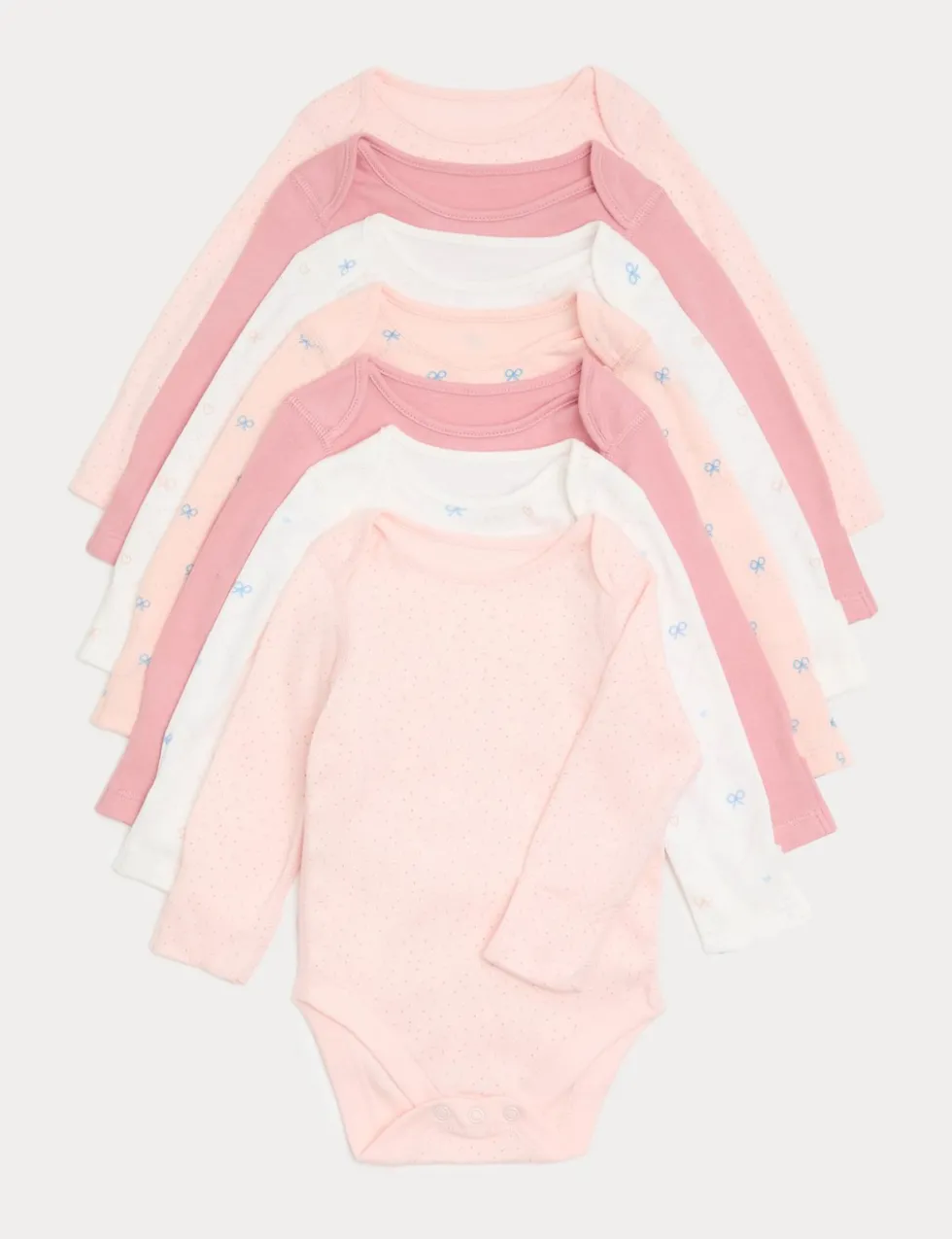 7 Pack Pure Cotton Bow Bodysuit (0-3 Yrs)